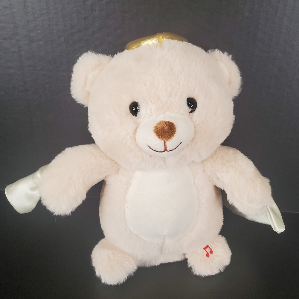 Cuddle Barn Singing Beige Angel Teddy Bear 10" Plush with Flapping Wings JOY JOY